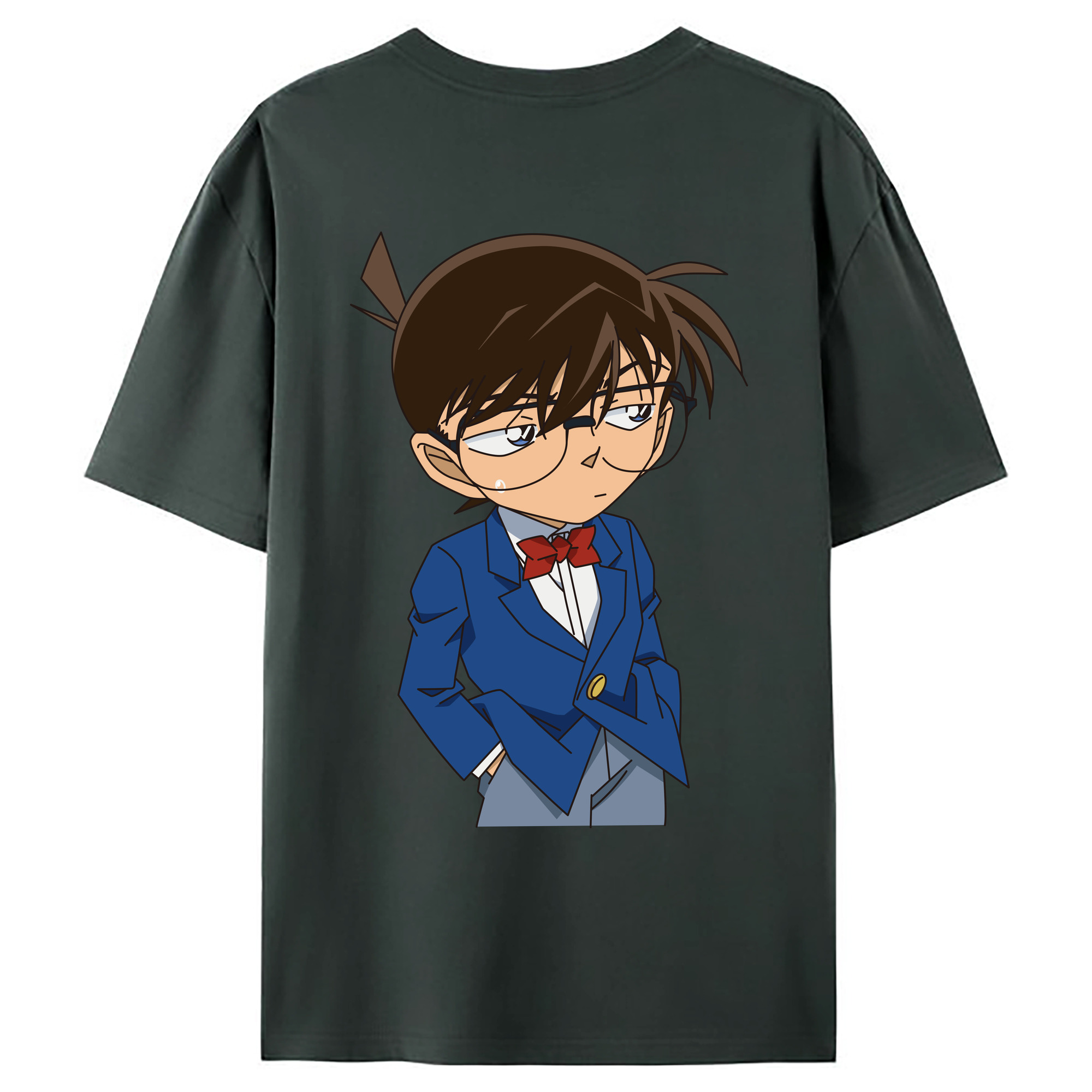 （画像用） 名探偵コナン 江戸川 コナン Detective Conan Conan Edogawa 綿100％ メンズ半袖Tシャツ（バックプリント） 通気性